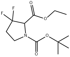 1,2-Pyrrolidinedicarboxylic acid, 3,3-difluoro-, 1-(1,1-dimethylethyl) 2-ethyl ester Structure
