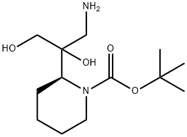 1-Piperidinecarboxylic acid, 2-[2-amino-1-hydroxy-1-(hydroxymethyl)ethyl]-, 1,1-dimethylethyl ester, (2S)- Structure