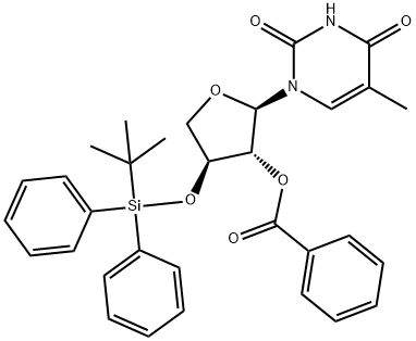 1-[(2R,3R,4S)-3-(Benzoyloxy)-4-[[(1,1-dimethylethyl)diphenylsilyl]oxy]tetrahydro-2-furanyl]-5-methyl-2,4(1H,3H)-pyrimidinedione Structure