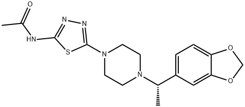 Acetamide, N-[5-[4-[(1S)-1-(1,3-benzodioxol-5-yl)ethyl]-1-piperazinyl]-1,3,4-thiadiazol-2-yl]- Structure