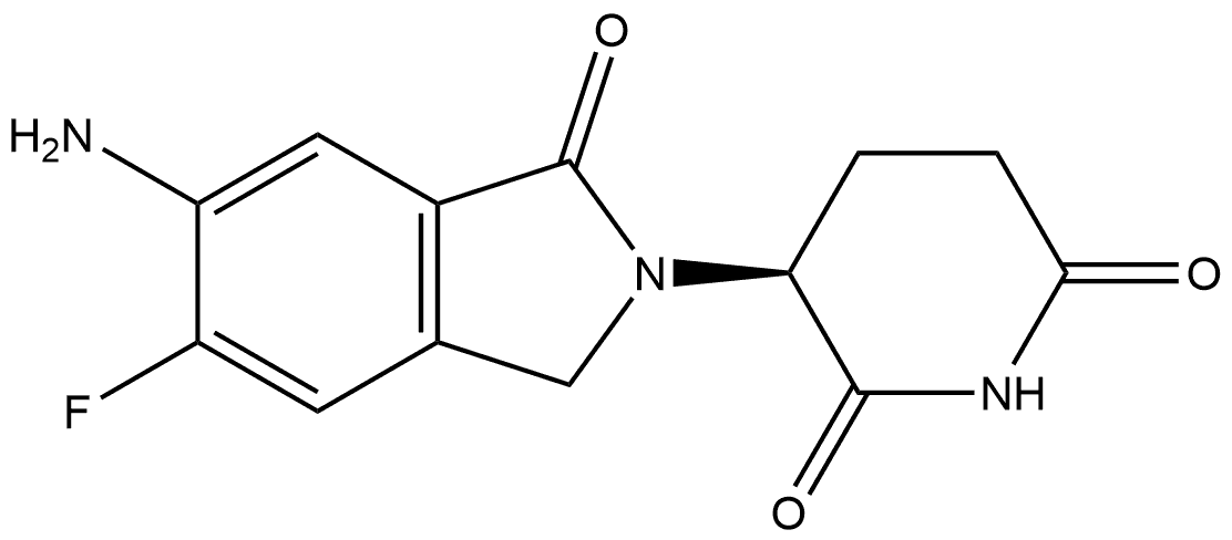 (3S)-3-(6-Amino-5-fluoro-1,3-dihydro-1-oxo-2H-isoindol-2-yl)-2,6-piperidinedione Structure