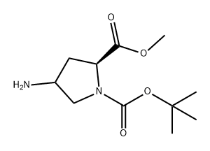 1,2-Pyrrolidinedicarboxylic acid, 4-amino-, 1-(1,1-dimethylethyl) 2-methyl ester, (2S)- Structure