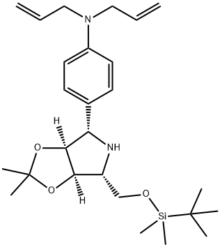 Benzenamine, 4-(3aS,4S,6R,6aR)-6-(1,1-dimethylethyl)dimethylsilyloxymethyltetrahydro-2,2-dimethyl-4H-1,3-dioxolo4,5-cpyrrol-4-yl-N,N-di-2-propenyl- 구조식 이미지