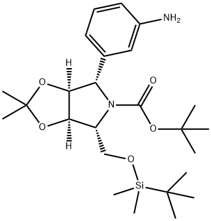 5H-1,3-Dioxolo4,5-cpyrrole-5-carboxylic acid, 4-(3-aminophenyl)-6-(1,1-dimethylethyl)dimethylsilyloxymethyltetrahydro-2,2-dimethyl-, 1,1-dimethylethyl ester, (3aS,4S,6R,6aR)- Structure