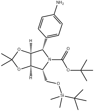 5H-1,3-Dioxolo4,5-cpyrrole-5-carboxylic acid, 4-(4-aminophenyl)-6-(1,1-dimethylethyl)dimethylsilyloxymethyltetrahydro-2,2-dimethyl-, 1,1-dimethylethyl ester, (3aS,4S,6R,6aR)- Structure