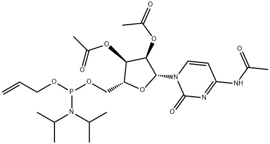 Cytidine, N-acetyl-, 2',3'-diacetate 5'-[2-propenyl bis(1-methylethyl)phosphoramidite] (9CI) 구조식 이미지