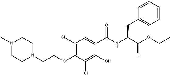 L-Phenylalanine, N-[3,5-dichloro-2-hydroxy-4-[2-(4-methyl-1-piperazinyl)ethoxy]benzoyl]-, ethyl ester Structure