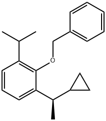 Benzene, 1-[(1R)-1-cyclopropylethyl]-3-(1-methylethyl)-2-(phenylmethoxy)- Structure