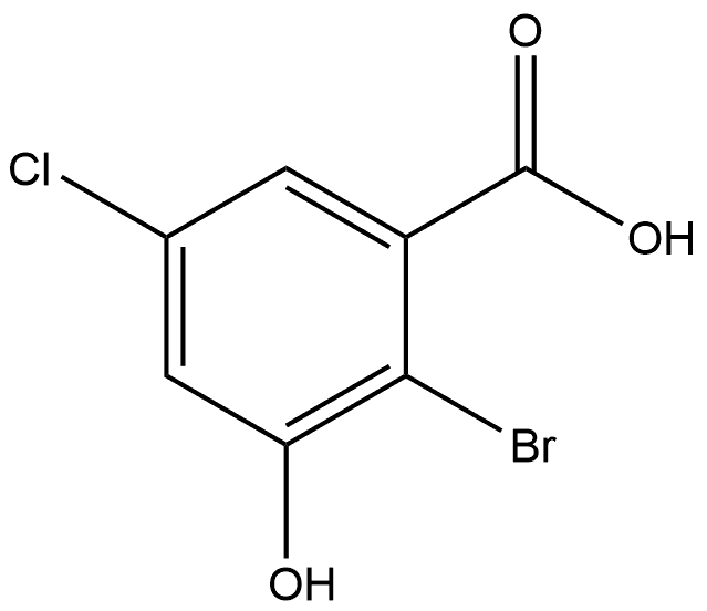 2-bromo-5-chloro-3-hydroxybenzoic acid 구조식 이미지