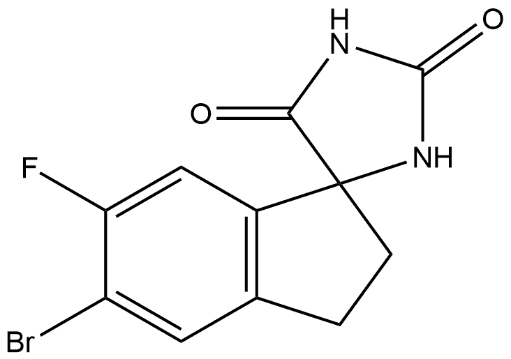 5'-bromo-6'-fluoro-2',3'-dihydrospiro[imidazolidine-4,1'-indene]-2,5-dione Structure