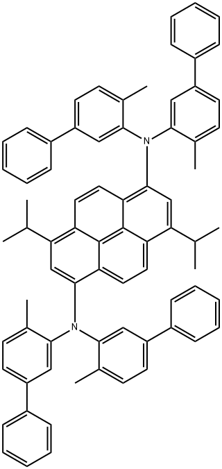 1,6-Pyrenediamine, N1,N1,N6,N6-tetrakis(4-methyl[1,1'-biphenyl]-3-yl)-3,8-bis(1-methylethyl)- Structure