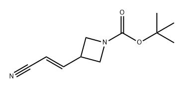 1-Azetidinecarboxylic acid, 3-[(1E)-2-cyanoethenyl]-, 1,1-dimethylethyl ester 구조식 이미지