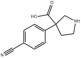 3-Pyrrolidinecarboxylic acid, 3-(4-cyanophenyl)- Structure