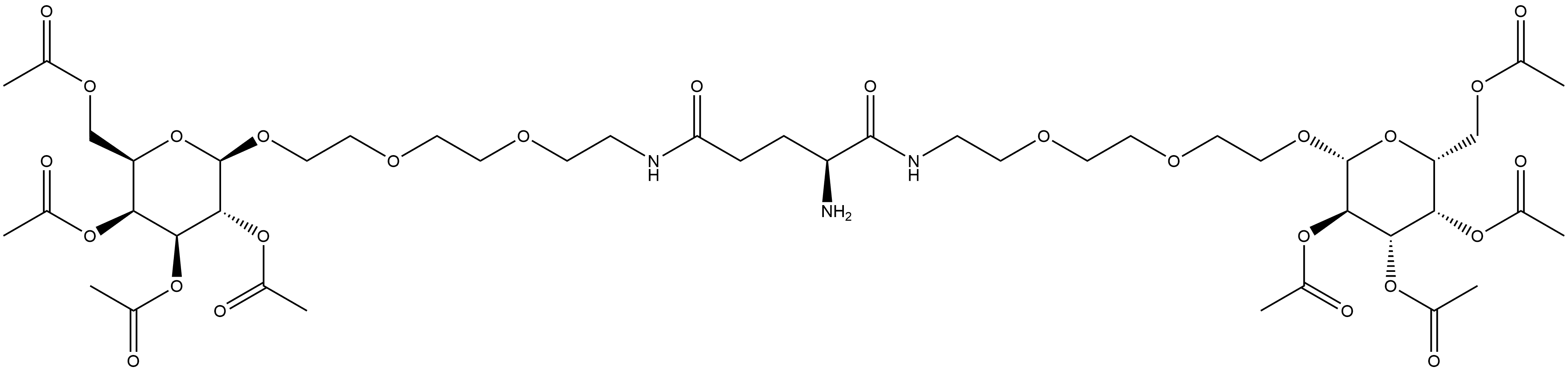 (2S)-2-amino-N,N'-bis[2-[2-[2-[(2,3,4,6-tetra-O-acetyl-β-D-galactopyranosyl)oxy]ethoxy]ethoxy]ethyl]-Pentanediamide Structure