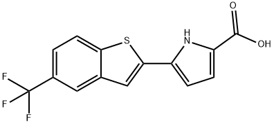 1H-Pyrrole-2-carboxylic acid, 5-[5-(trifluoromethyl)benzo[b]thien-2-yl]- Structure