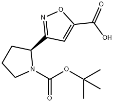 5-Isoxazolecarboxylic acid, 3-[(2S)-1-[(1,1-dimethylethoxy)carbonyl]-2-pyrrolidinyl]- Structure