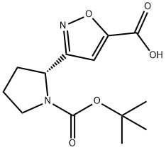 5-Isoxazolecarboxylic acid, 3-[(2R)-1-[(1,1-dimethylethoxy)carbonyl]-2-pyrrolidinyl]- Structure