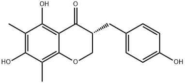 4H-1-Benzopyran-4-one, 2,3-dihydro-5,7-dihydroxy-3-[(4-hydroxyphenyl)methyl]-6,8-dimethyl-, (3R)- Structure