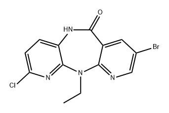 6H-Dipyrido[3,2-b:2',3'-e][1,4]diazepin-6-one, 8-bromo-2-chloro-11-ethyl-5,11-dihydro- 구조식 이미지