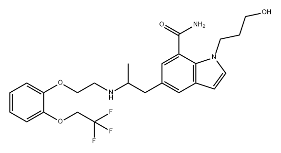 1H-Indole-7-carboxamide, 1-(3-hydroxypropyl)-5-[2-[[2-[2-(2,2,2-trifluoroethoxy)phenoxy]ethyl]amino]propyl]- Structure