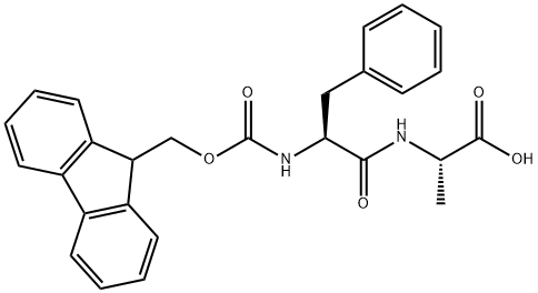 (S)-2-((S)-2-((((9H-Fluoren-9-yl)methoxy)carbonyl)amino)-3-phenylpropanamido)propanoic acid 구조식 이미지