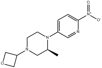 Piperazine, 2-methyl-1-(6-nitro-3-pyridinyl)-4-(3-oxetanyl)-, (2S)- Structure