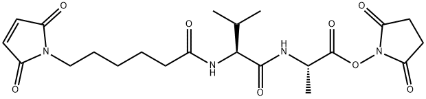 L-Alanine, N-[6-(2,5-dihydro-2,5-dioxo-1H-pyrrol-1-yl)-1-oxohexyl]-L-valyl-, 2,5-dioxo-1-pyrrolidinyl ester 구조식 이미지