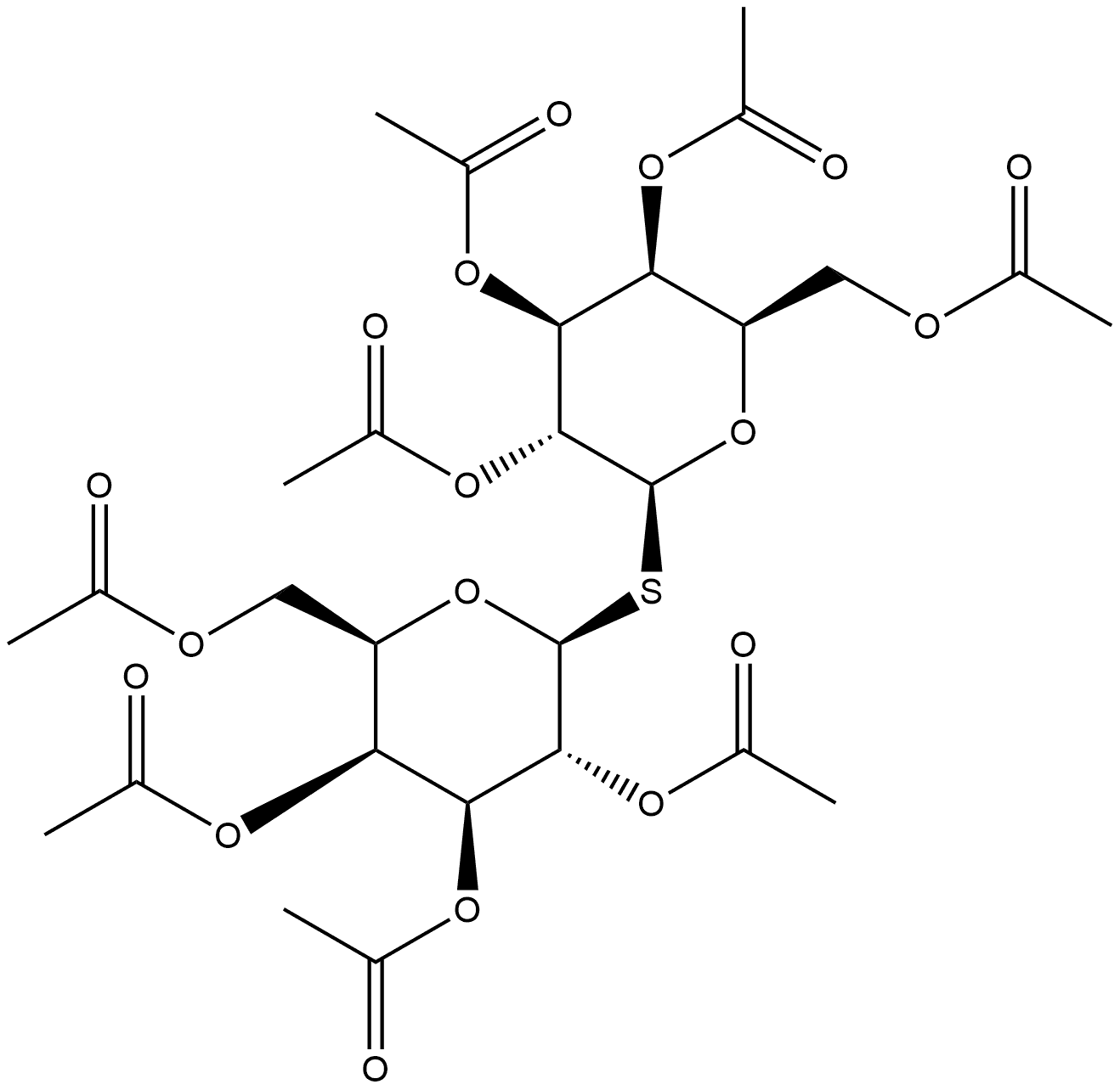 β-D-Galactopyranoside, 2,3,4,6-tetra-O-acetyl-β-D-galactopyranosyl 1-thio-, 2,3,4,6-tetraacetate Structure