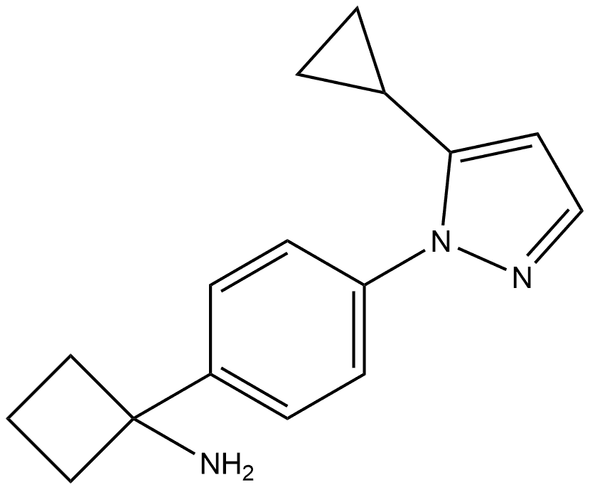 1-4-(5-Cyclopropyl-1H-pyrazol-1-yl)phenylcyclobutanamine Structure