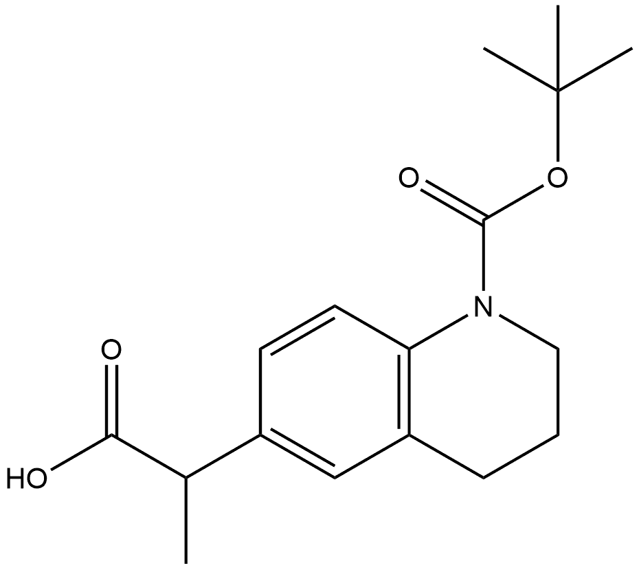 6-Quinolineacetic acid, 1-[(1,1-dimethylethoxy)carbonyl]-1,2,3,4-tetrahydro-α-methyl- Structure