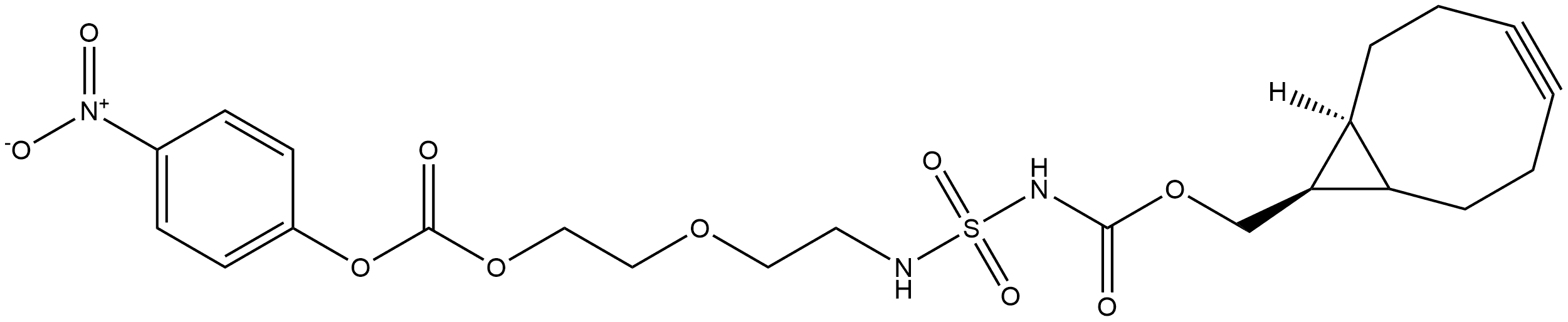 7,10-Dioxa-3-thia-2,4-diazaundecanedioic acid, 1-[(1α,8α,9β)-bicyclo[6.1.0]non-4-yn-9-ylmethyl] 11-(4-nitrophenyl) ester, 3,3-dioxide, rel- Structure