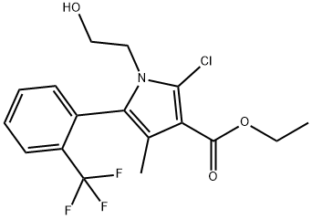 1H-Pyrrole-3-carboxylic acid, 2-chloro-1-(2-hydroxyethyl)-4-methyl-5-[2-(trifluoromethyl)phenyl]-, ethyl ester Structure