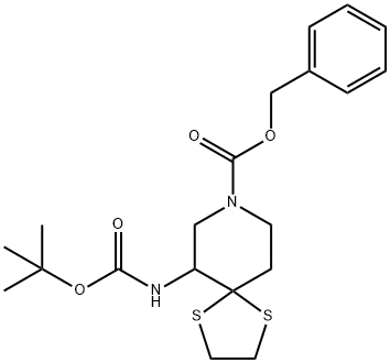 1,4-Dithia-8-azaspiro[4.5]decane-8-carboxylic acid, 6-[[(1,1-dimethylethoxy)carbonyl]amino]-, phenylmethyl ester 구조식 이미지