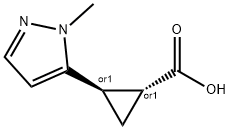 rac-(1R,2R)-2-(1-methyl-1H-pyrazol-5-yl)cyclopropane-1-carboxylic acid 구조식 이미지