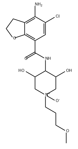 7-Benzofurancarboxamide, 4-amino-5-chloro-N-[3,5-dihydroxy-1-(3-methoxypropyl)-1-oxido-4-piperidinyl]-2,3-dihydro- Structure