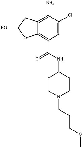 7-Benzofurancarboxamide, 4-amino-5-chloro-2,3-dihydro-2-hydroxy-N-[1-(3-methoxypropyl)-4-piperidinyl]- Structure