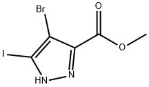 1H-Pyrazole-3-carboxylic acid, 4-bromo-5-iodo-, methyl ester 구조식 이미지