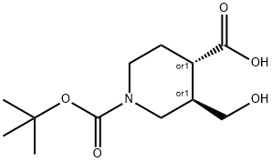 rac-(3R,4S)-1-[(tert-butoxy)carbonyl]-3-(hydroxym
ethyl)piperidine-4-carboxylic acid Structure