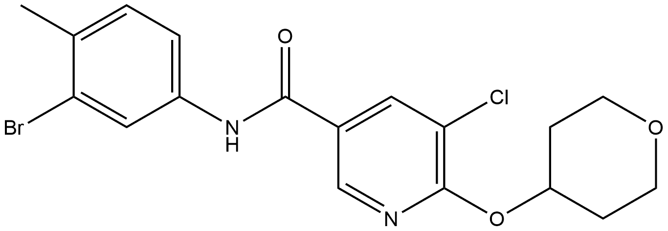 N-(3-Bromo-4-methylphenyl)-5-chloro-6-[(tetrahydro-2H-pyran-4-yl)oxy]-3-pyrid... Structure