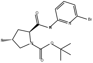 1-Pyrrolidinecarboxylic acid, 2-[[(6-bromo-2-pyridinyl)amino]carbonyl]-4-fluoro-, 1,1-dimethylethyl ester, (2S,4R)- Structure