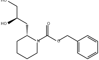 1-Piperidinecarboxylic acid, 2-[(2R)-2,3-dihydroxypropyl]-, phenylmethyl ester, (2R)- Structure