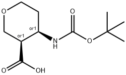 2H-Pyran-3-carboxylic acid, 4-[[(1,1-dimethylethoxy)carbonyl]amino]tetrahydro-, (3R,4R)-rel- 구조식 이미지