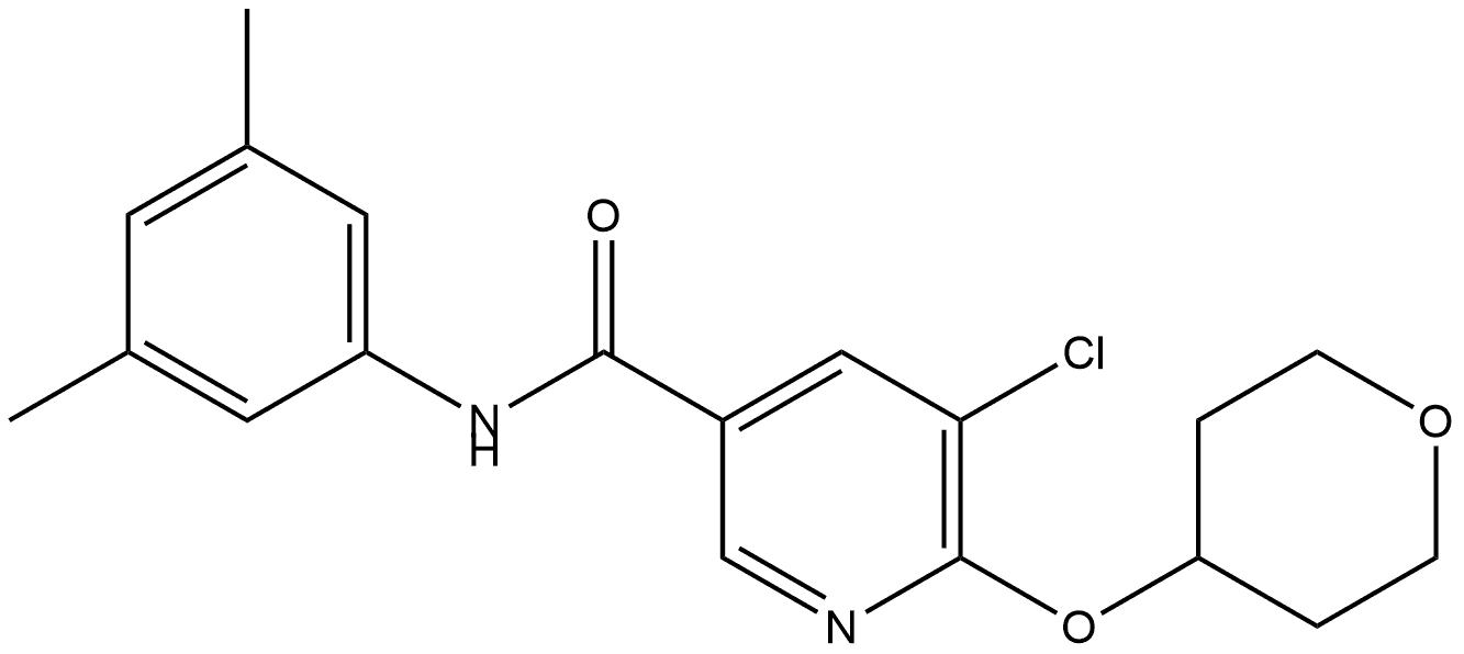 5-Chloro-N-(3,5-dimethylphenyl)-6-[(tetrahydro-2H-pyran-4-yl)oxy]-3-pyridinec... Structure