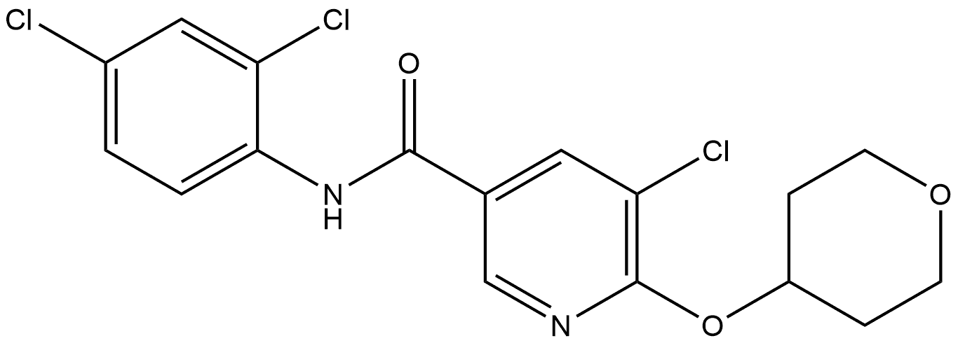 5-Chloro-N-(2,4-dichlorophenyl)-6-[(tetrahydro-2H-pyran-4-yl)oxy]-3-pyridinec... Structure