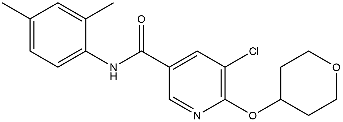 5-Chloro-N-(2,4-dimethylphenyl)-6-[(tetrahydro-2H-pyran-4-yl)oxy]-3-pyridinec... Structure