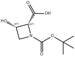 1,2-Azetidinedicarboxylic acid, 3-hydroxy-, 1-(1,1-dimethylethyl) ester, (2R,3S)-rel- Structure