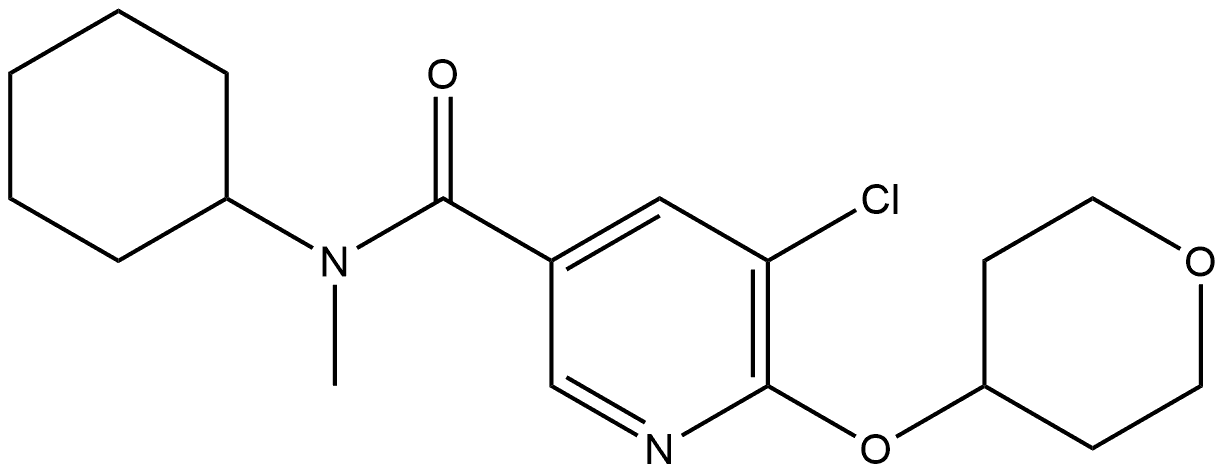 5-Chloro-N-cyclohexyl-N-methyl-6-[(tetrahydro-2H-pyran-4-yl)oxy]-3-pyridineca... Structure