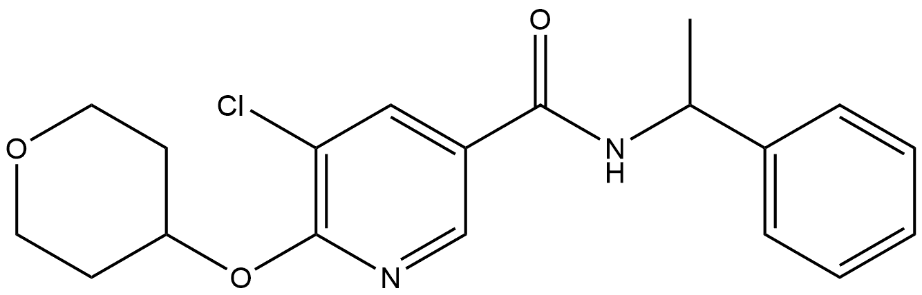 5-Chloro-N-(1-phenylethyl)-6-[(tetrahydro-2H-pyran-4-yl)oxy]-3-pyridinecarbox... Structure