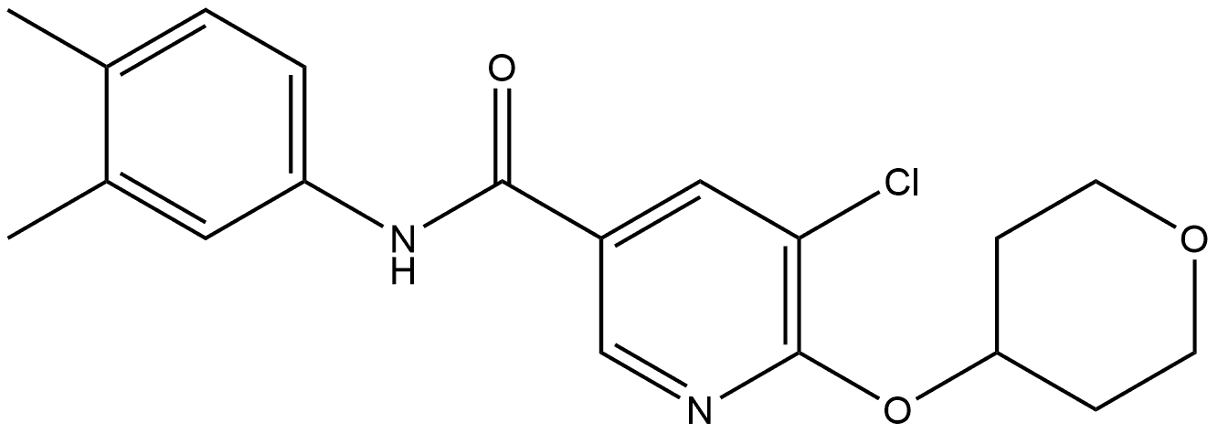 5-Chloro-N-(3,4-dimethylphenyl)-6-[(tetrahydro-2H-pyran-4-yl)oxy]-3-pyridinec... Structure