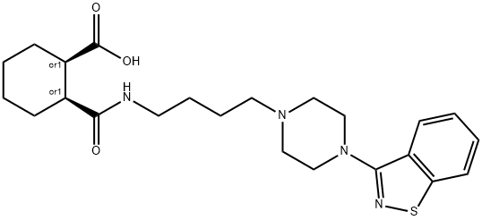 Cyclohexanecarboxylic acid, 2-[[[4-[4-(1,2-benzisothiazol-3-yl)-1-piperazinyl]butyl]amino]carbonyl]-, (1R,2S)-rel- Structure